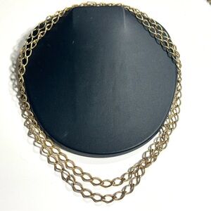 Vintage Eloxal Aluminum Long Chain Necklace Silver & Gold Tone Shown Doubled